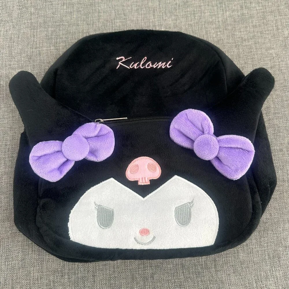 New! Kuromi‎ Backpack 9X10 Black White Purple Pink Lightweight Cute Cartoon